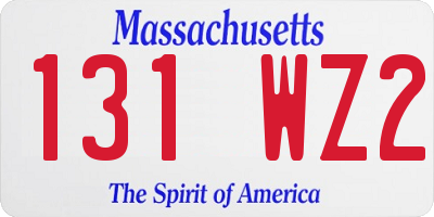 MA license plate 131WZ2