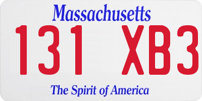 MA license plate 131XB3