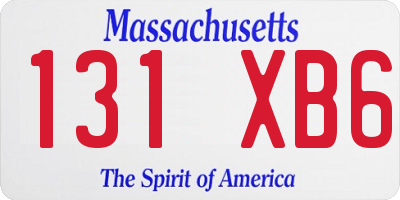 MA license plate 131XB6