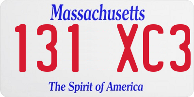 MA license plate 131XC3