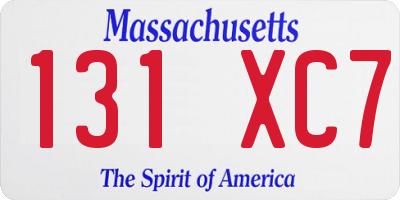 MA license plate 131XC7