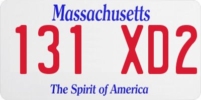 MA license plate 131XD2