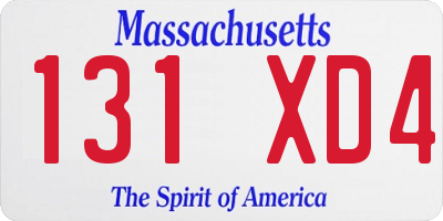 MA license plate 131XD4