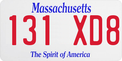 MA license plate 131XD8