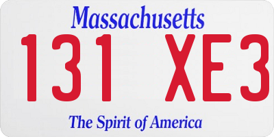MA license plate 131XE3