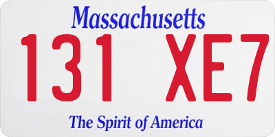 MA license plate 131XE7