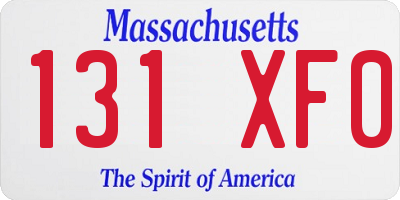 MA license plate 131XF0