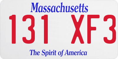 MA license plate 131XF3