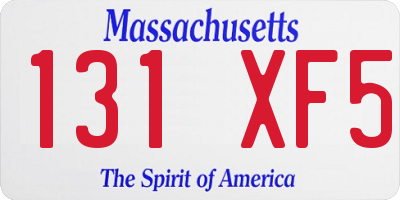 MA license plate 131XF5