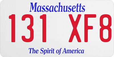 MA license plate 131XF8