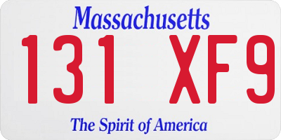 MA license plate 131XF9