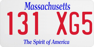 MA license plate 131XG5