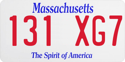 MA license plate 131XG7
