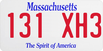 MA license plate 131XH3