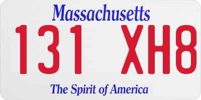 MA license plate 131XH8