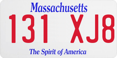 MA license plate 131XJ8