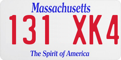 MA license plate 131XK4