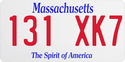 MA license plate 131XK7