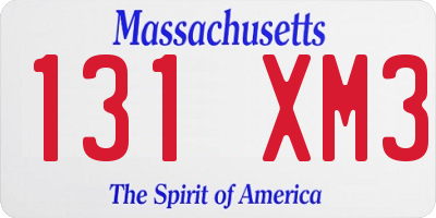 MA license plate 131XM3