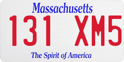 MA license plate 131XM5