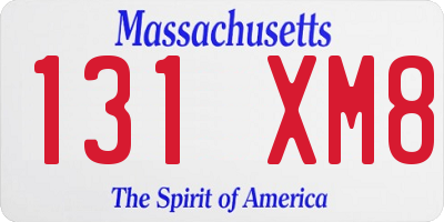 MA license plate 131XM8