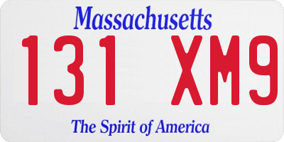MA license plate 131XM9