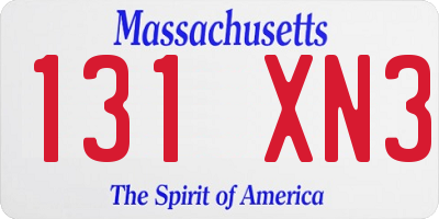MA license plate 131XN3