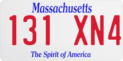 MA license plate 131XN4
