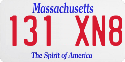 MA license plate 131XN8