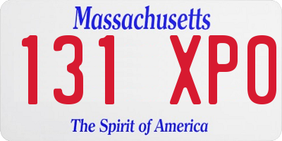 MA license plate 131XP0