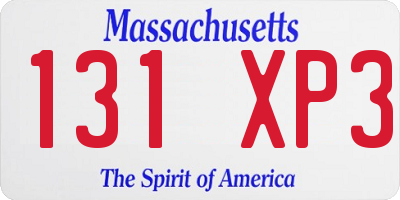 MA license plate 131XP3