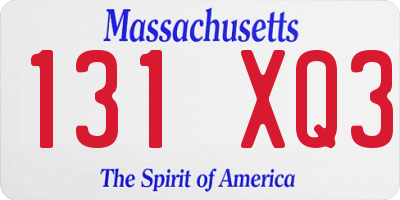 MA license plate 131XQ3