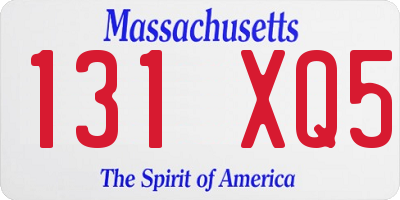 MA license plate 131XQ5