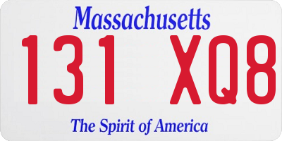 MA license plate 131XQ8