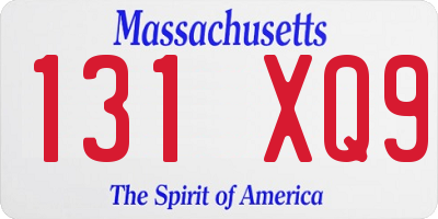 MA license plate 131XQ9