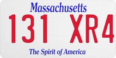 MA license plate 131XR4