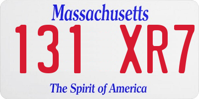 MA license plate 131XR7