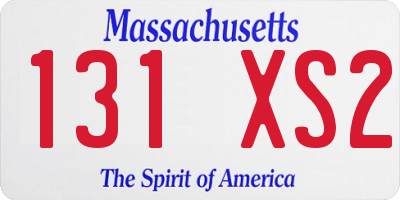 MA license plate 131XS2