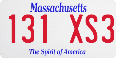 MA license plate 131XS3