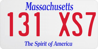 MA license plate 131XS7
