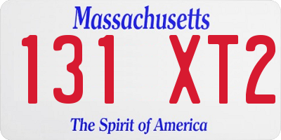 MA license plate 131XT2