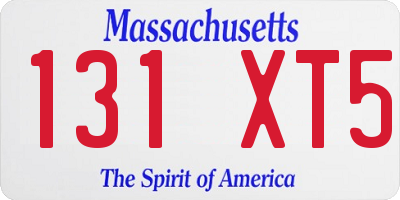MA license plate 131XT5