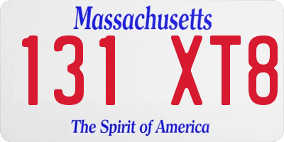 MA license plate 131XT8
