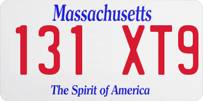 MA license plate 131XT9