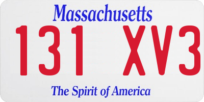 MA license plate 131XV3