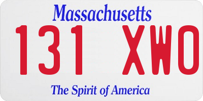 MA license plate 131XW0