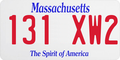 MA license plate 131XW2