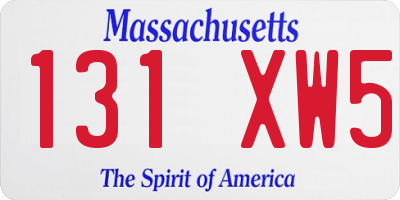 MA license plate 131XW5