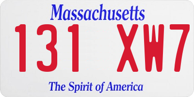MA license plate 131XW7
