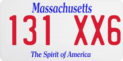 MA license plate 131XX6
